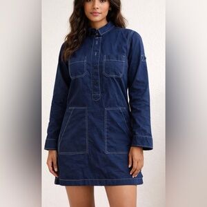Madewell Dark Blue Collared Shirt Dress
